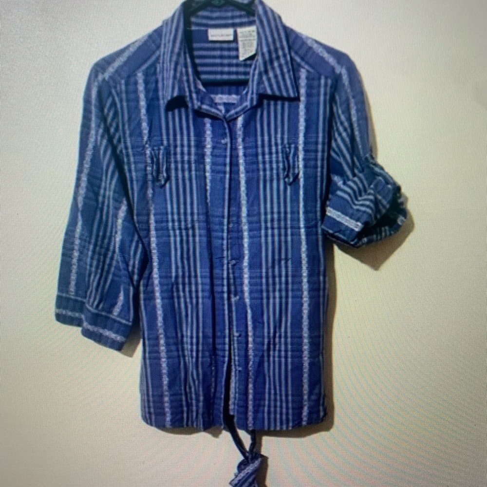 Blue Striped Button-Up Shirt